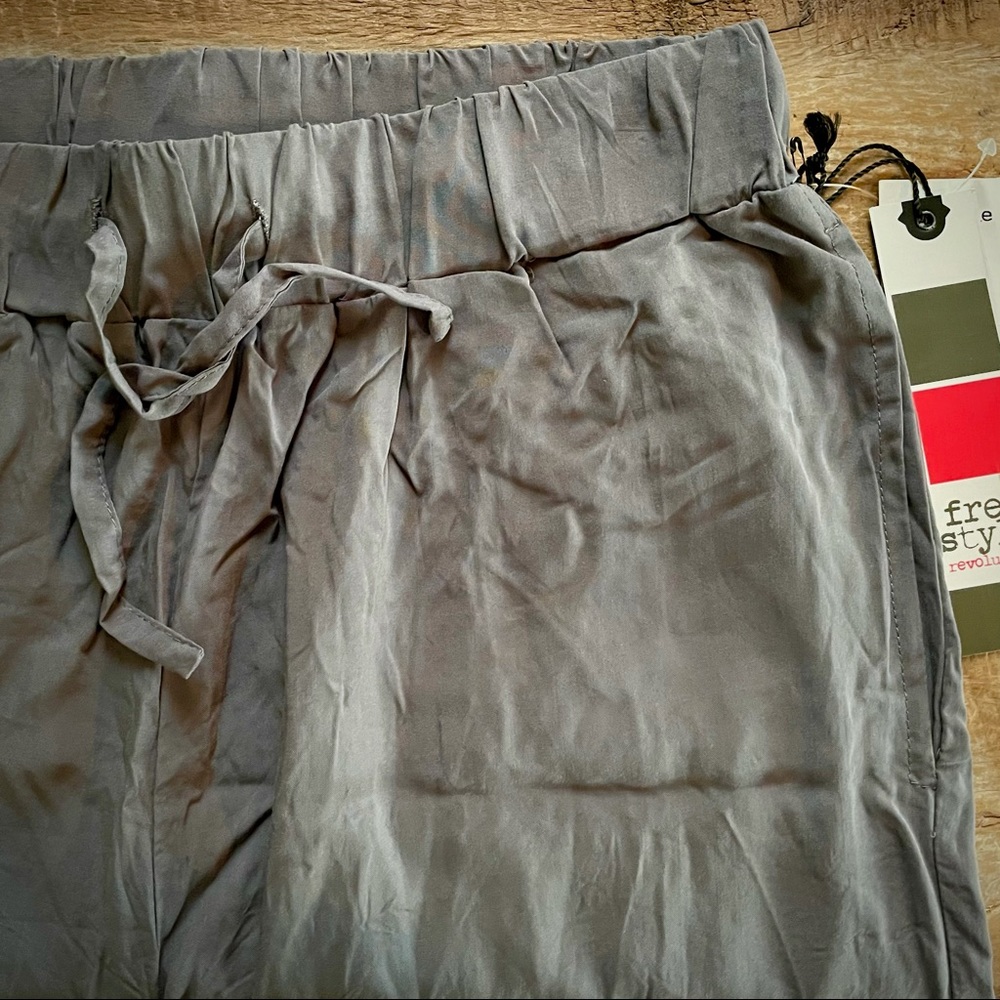 Gray Crushed Ankle Pants